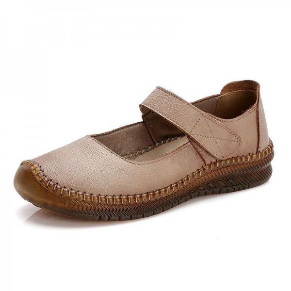 Spring and Autumn Soft Sole Four Seasons Single Shoes for Women's Comfort Shallow Mouth Flat Sole Leather Shoes 