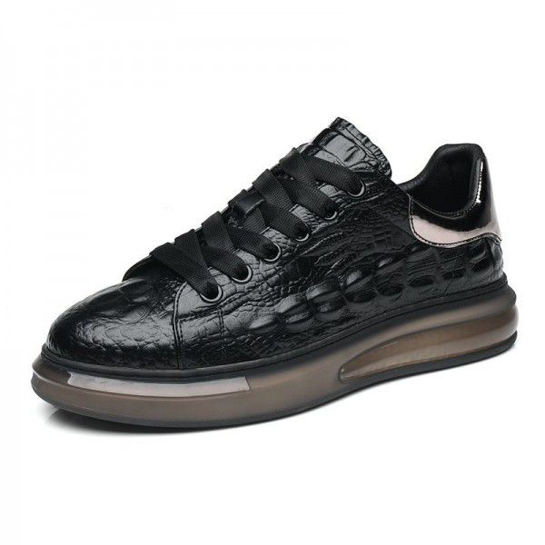 Tiktok Live Broadcast Men's Shoes Spring New McQueen Casual Leather Crocodile Outdoor Sneakers Men's Korean Small White Shoes 