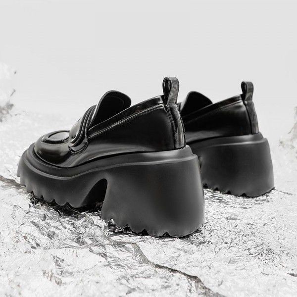 English style Lefu small single shoes for women in spring, new thick soles, increased and versatile single shoes, thick heels, sponge shoes 