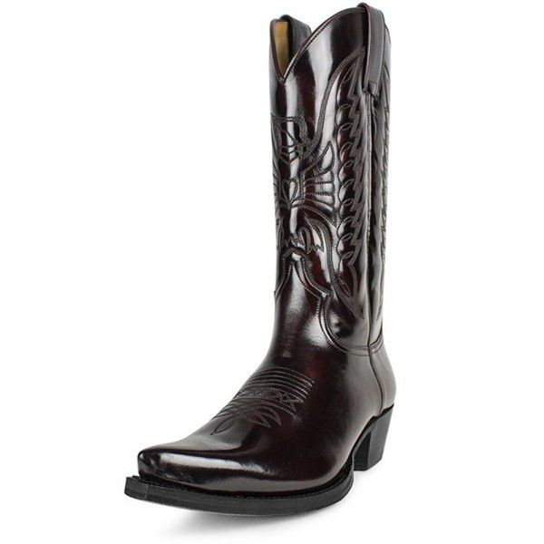 Pointed toe high heel western Cowboy boot embroidered high boots for lovers 