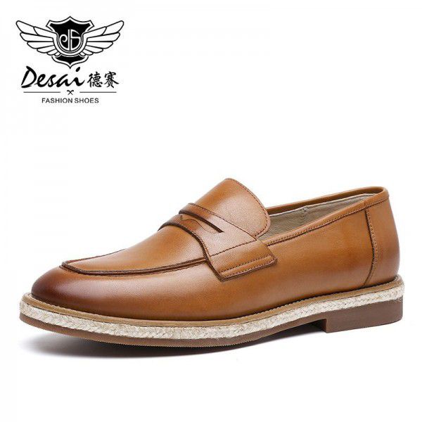 Spring and summer new leather soft sole cowhide versatile commuting Slip-on shoe fashionable women's shoes single shoes leather shoes 