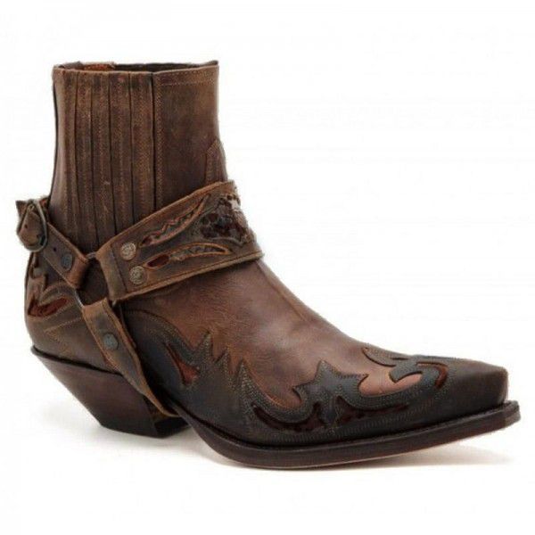 Autumn and Winter New Mid Heel Pointed Men's Low Leg Knight Boots 