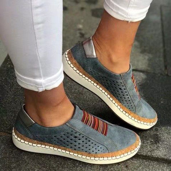 Women's shoes flat bottom color matching Slip-on shoe women's European and American thick soled casual shoes sports style single shoes women 