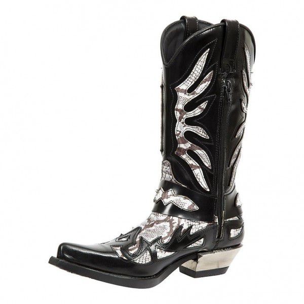 New European and American Autumn and Winter Vintage Black Pointed Thick Heels Fashion Boots Knight Boots Side Zipper Men's Boots 