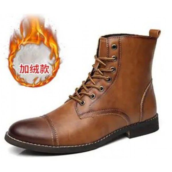 Autumn and Winter Martin Boots Fashion Large Pointed Retro Leather Boots High Top British Casual Men's Shoes 