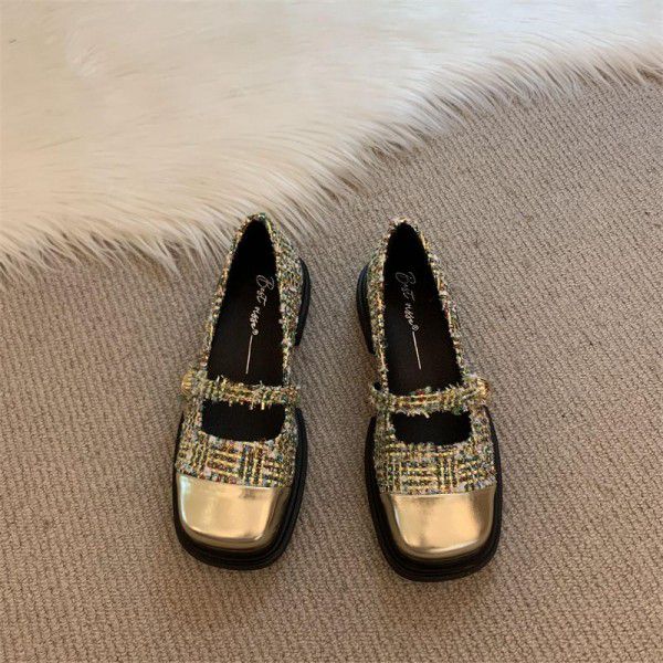Spring and Autumn New Vintage Thick Sole Thick Heel Shoes for Women's French Small Fragrant Style Mary Jane Shoes with Skirt Children's Shoes 