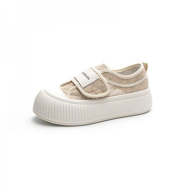 New Fisherman's Shoes Lace Mesh Thick Sole Biscuit Board Shoes Versatile for the Small and Casual Big Head Bread Shoes 