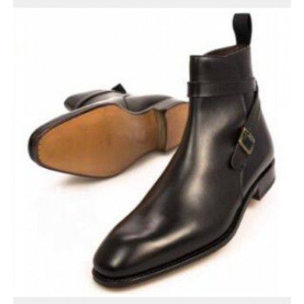 Autumn and Winter New Square Head Low Barrel Thick Heel Belt Buckle Short Boots Men's Boots Quick Sale 
