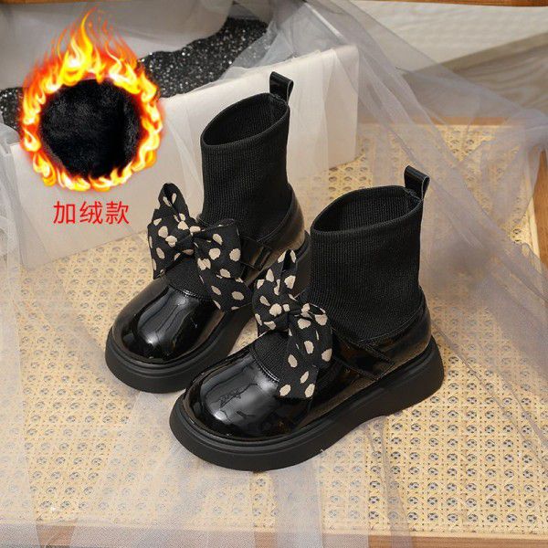 Girls' Short Boots New Children's Martin Boots Girls' Retro Korean Soft Sole Boots Bowknot Single Boot 