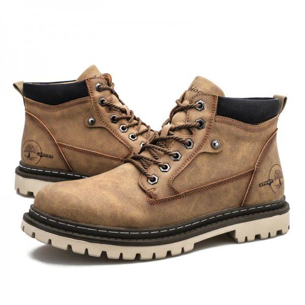 Men's shoe trend: workwear boots, autumn British style high top Martin boots, workwear shoes, boots, trendy men's workwear boots 