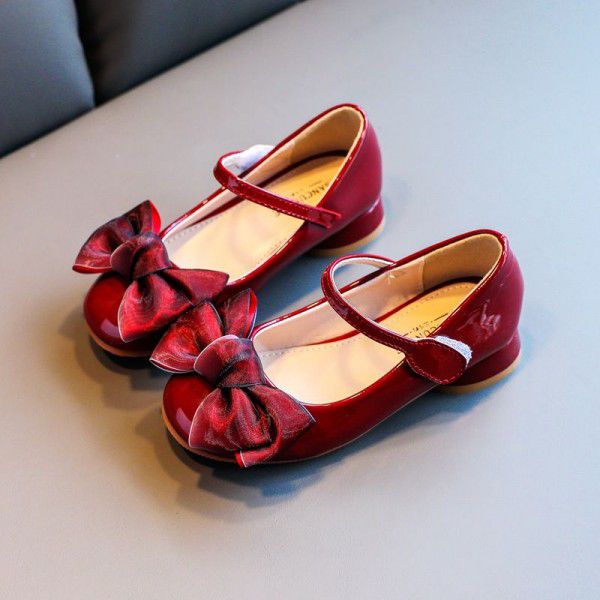 Girls' Shoes Princess Autumn New Bow Children's He...