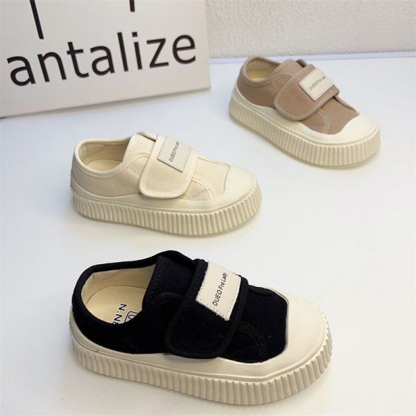 Girls' Shoes Canvas Shoes Children's Spring New Velcro Boys' Cricket Shoes 