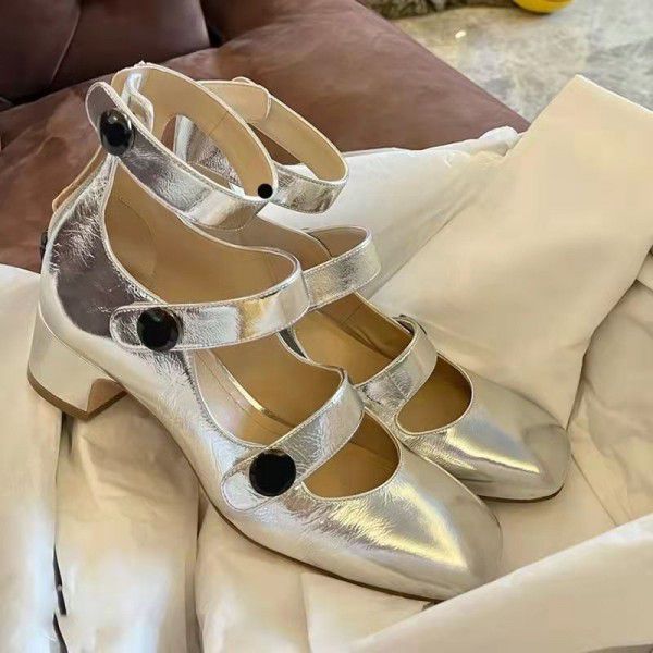French Vintage Mary Jane Shoes Female Spring and S...