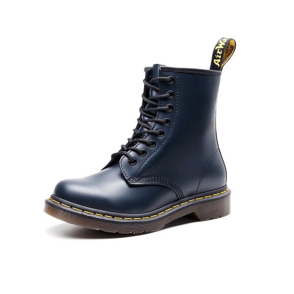 Martin Boots Women's British Style Couple Short Boots Men's and Women's Genuine Leather Boots Round Toe Trend Motorcycle Work Dress Shoes 