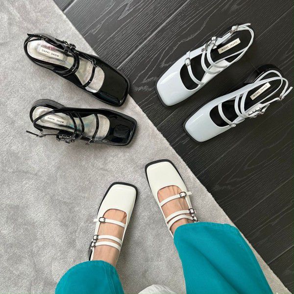 Thick Heel Baotou Mary Jane Shallow Mouth Single S...
