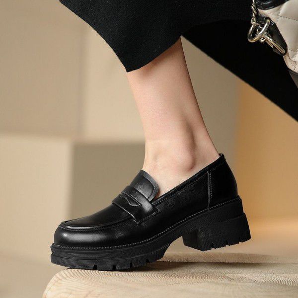 Thick soled full leather Slip-on shoe Spring new t...