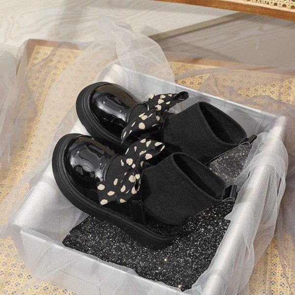 Girls' Short Boots New Children's Martin Boots Girls' Retro Korean Soft Sole Boots Bowknot Single Boot 