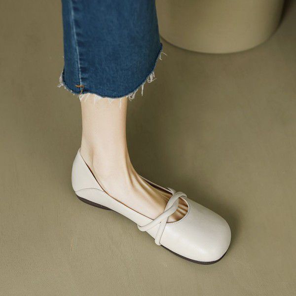 Vintage Comfortable Sheepskin Shoes Flat Sole Single Shoes Spring/Summer New Style Matching Skirts and Jeans 