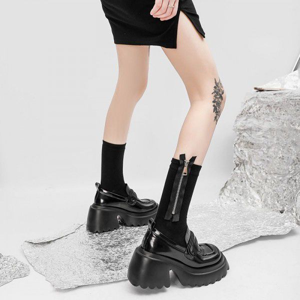 English style Lefu small single shoes for women in spring, new thick soles, increased and versatile single shoes, thick heels, sponge shoes 