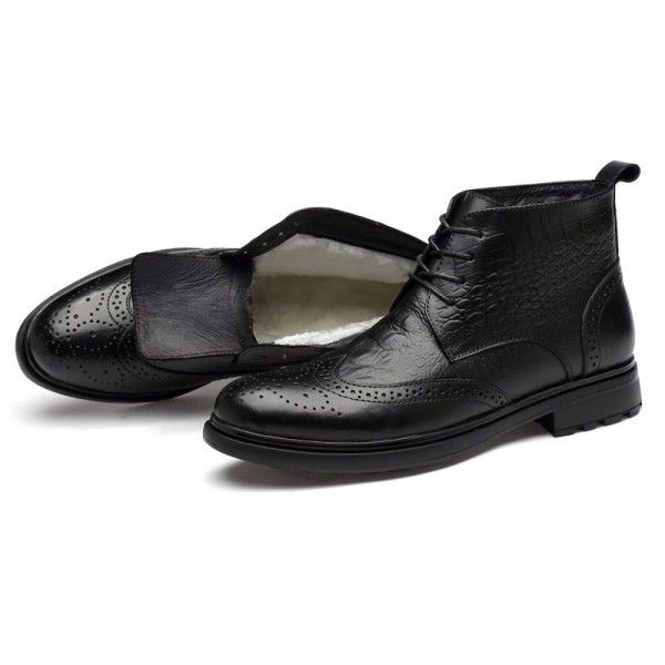 Autumn and Winter New High Top Men's Business Pointed Leather Shoes Crocodile Pattern Men's Boots Cowhide Men's Shoes Martin Boots 