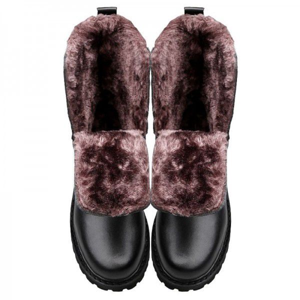 Large Autumn and Winter Men's Martin Boots Retro High Top Men's Shoes Snow Single Boots Warm and Velvet Cotton Shoes High Sleeve Long Boots Men 