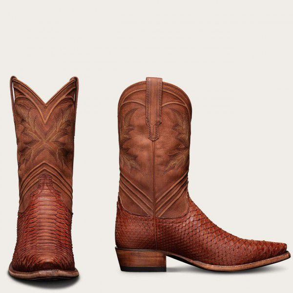 Vintage medium tube embroidered pointed low heeled casual men's boots 