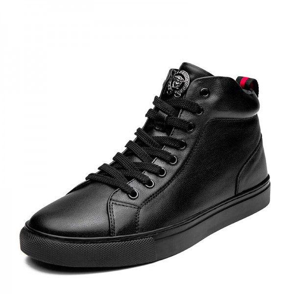Autumn and winter new men's boots with plush insulation, men's cotton shoes, cowhide short boots, men's large mid size boots 
