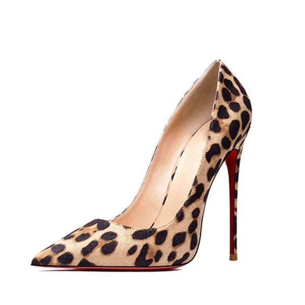 Spring and Summer New European and American Pointed Thin High Heels Fashion Leopard Print Large Women's Singles 
