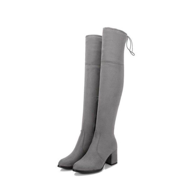 Winter long boots, knee length, women's boots, size, high heels, square thick heels, pointed straps, slimming legs, matte leather, trendy 