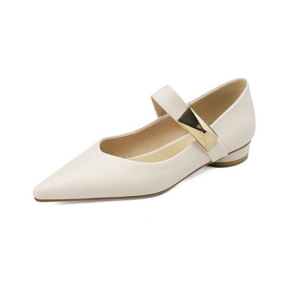 Shallow cut single shoe women's thick heels, new spring and autumn versatile temperament high heels 