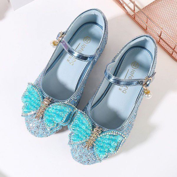 Children's Crystal Shoes, Girls' Little Girl Model, Stage Show, Hosting Fashion Single Shoes, Princess High Heel Leather Shoes 