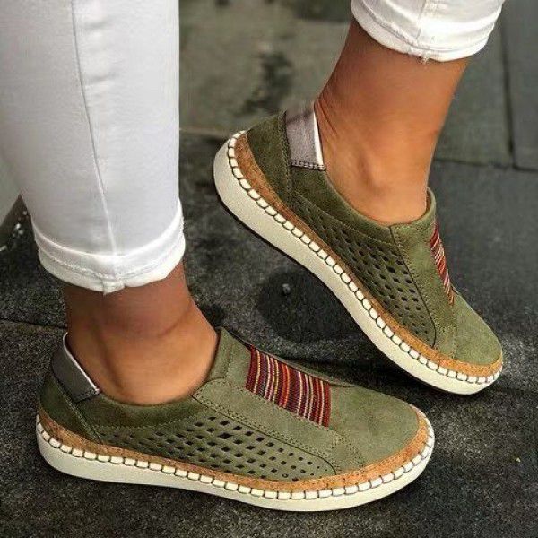 Women's shoes flat bottom color matching Slip-on shoe women's European and American thick soled casual shoes sports style single shoes women 