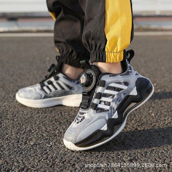 Boys' Shoes Spring and Autumn New Rotary Button Boys' Versatile Running Shoes Middle and Big Children's Sports Shoes 
