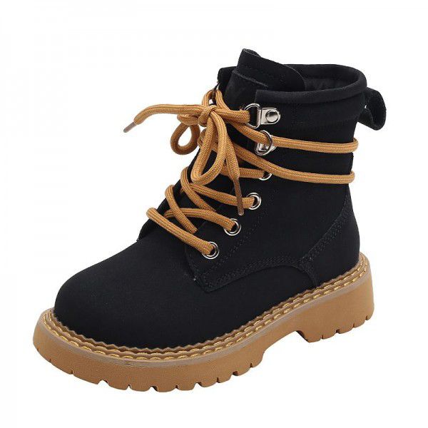 Autumn New Children's Boots Girls' English Style Black Martin Boots Boys' Genuine Leather Mid Sleeve Short Boots Fashion Single Boot 