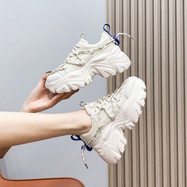 Spring New Product Thick Sole Heightened Dad's Shoes Women's Casual Shoes Show Feet Small Sports Shoes Women's Classic Little White Shoes 
