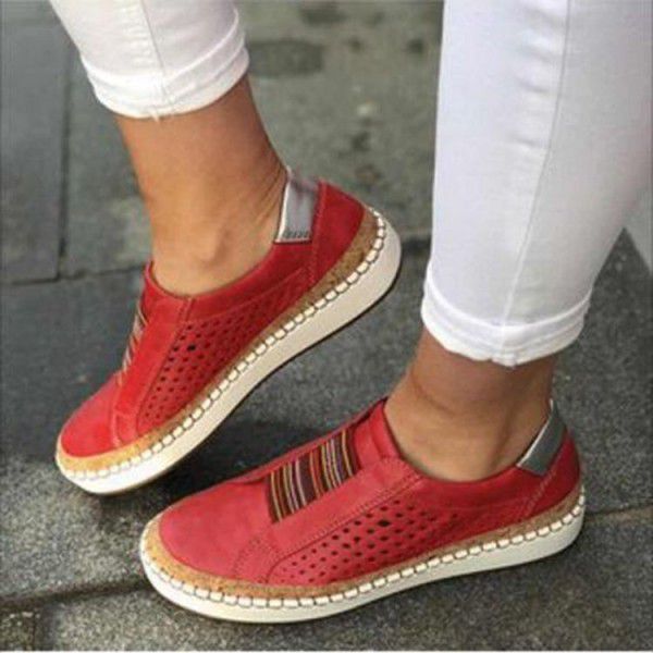 Women's shoes flat bottom color matching Slip-on shoe women's European and American thick soled casual shoes sports style single shoes women 