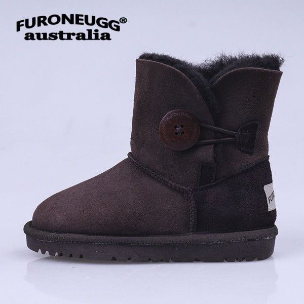 Autumn and Winter Parent-child Warm Children's Snow Boots Anti slip Cow Rib Sole Mid Sleeve Girls' Leather Boots Cotton Boots 