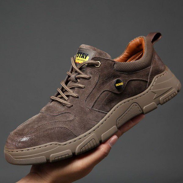 New Men's Shoes Spring and Autumn Genuine Leather Sports Casual Shoes Soft Top Soft Sole Leather Shoes British Martin Boots Fashion Shoes 