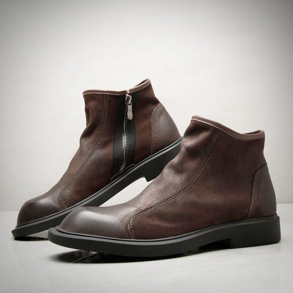 New Martin Boots Men's Winter British High Top Shoes Trendy Boots Korean Version Trendy Korean Version Casual Genuine Leather Men's Shoes Mid Sleeve Boots 