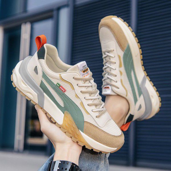 Men's shoes, breathable and trendy in summer, increase in height, thick soles, and high-quality men's versatile dad trendy shoes 
