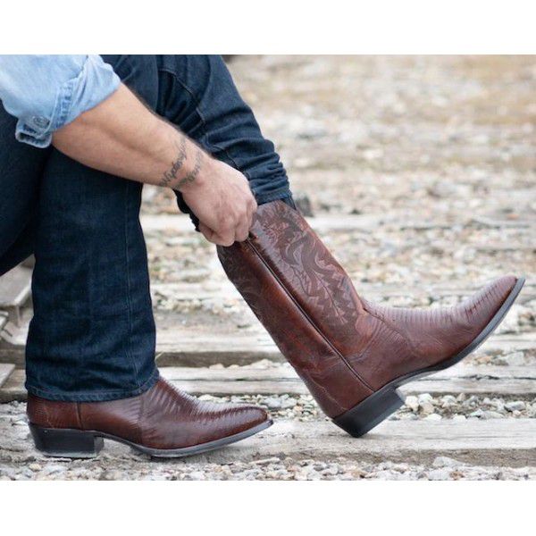 New Mid Heel Embroidered Large Men's Mid Barrel Knight Boots 