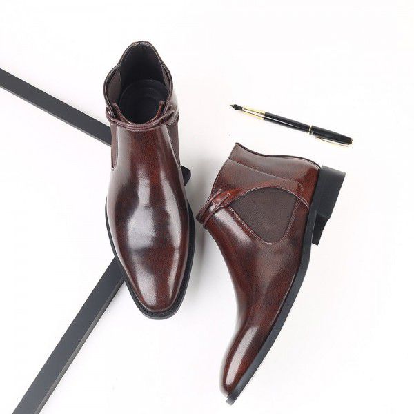 New men's large fashion trend Chelsea boot foot sets British casual leather boots pointy 