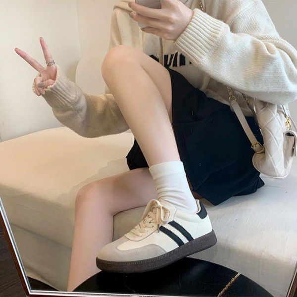 Genuine leather small white shoes for women, retro casual sports board shoes, German training shoes for women 