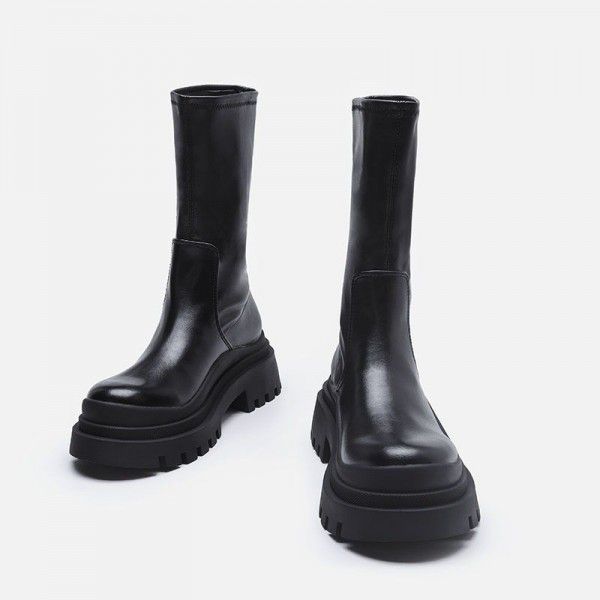 Summer Martin Boots Female English Style Small Chelsea Thick Sole Boots Tall and Slim Short Boots 