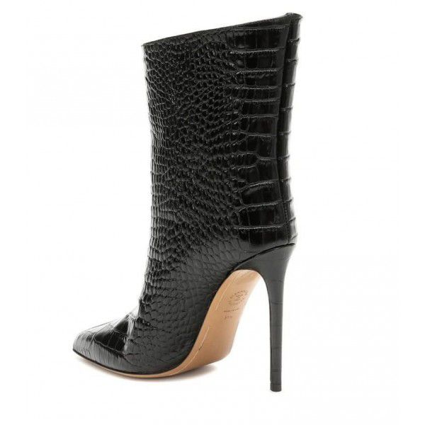 European and American New Pointed Thin High Heels Fashion Crocodile Sleeve Women's Short Boots Fashion Boots 