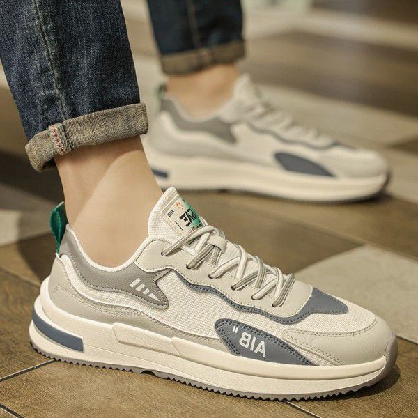 Spring and Summer Men's Sports Shoes Fashion Versatile Thick Sole Breathable Hollow Running Shoes Mesh Dad Shoes 
