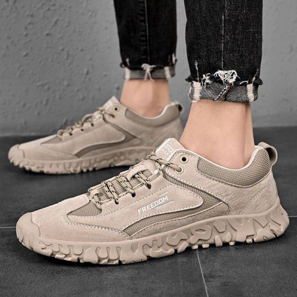 Thick soled casual construction shoes for men's mo...