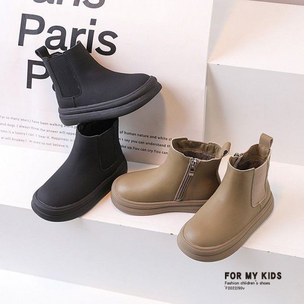 Children's English style Martin boots Girls' plush...