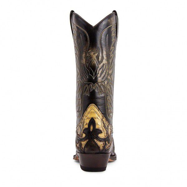 European and American men's retro knight boots with snake embroidery pointed toe ethnic fashion boots 
