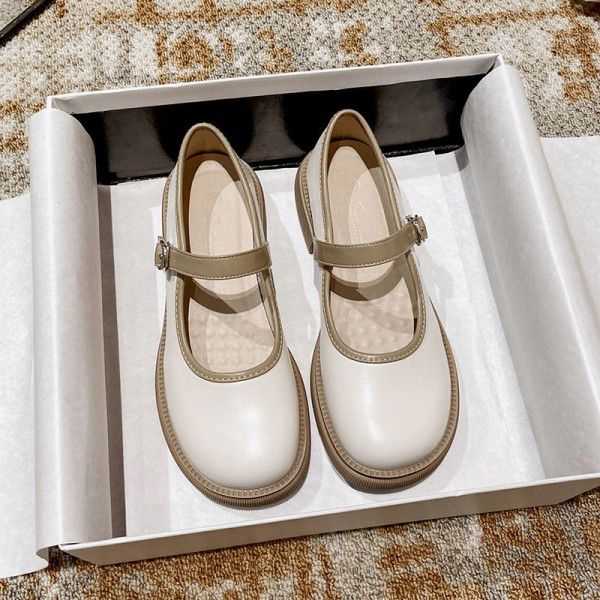 French genuine leather Mary Jane shoes women's sea...